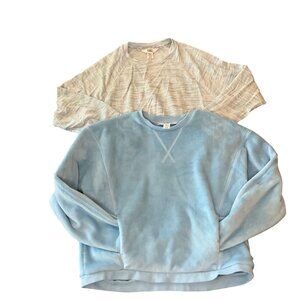 2 Athleta Girl Youth L/12 Long Sleeve Sweatshirt Set - Blue & Multicolor fleece